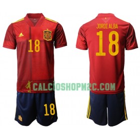 Spagna Jordi Alba 18 Bambino Maglia Prima Euro 2020 Manica Corta (+ Pantaloncini)